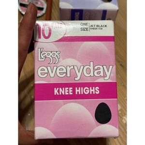 L'eggs Everyday Knee Highs 8 Pair Jet Black Sheer Toe
